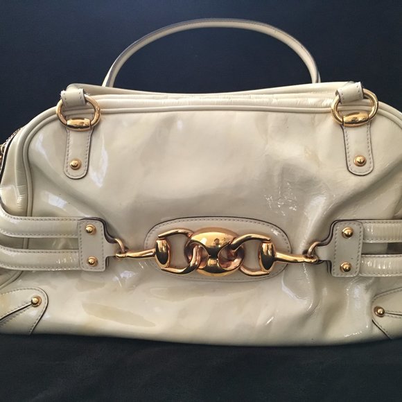 Gucci Bamboo Patent Leather Wave Boston Satchel / Shoulder Handbag 159398 - Picture 1 of 5